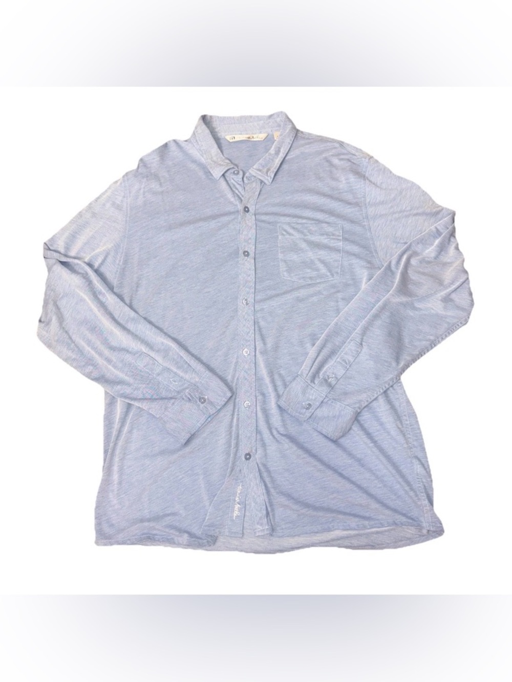 Travis Mathew Shirt Men's XXL Blue Button Up Long Sleeve Pima Cotton Blend SOFT